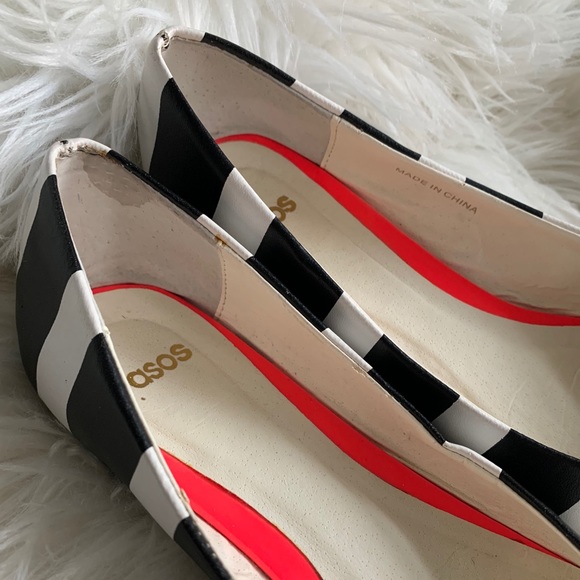 ASOS Black, White, and Neon Pink Ballet Flats - Picture 5 of 13